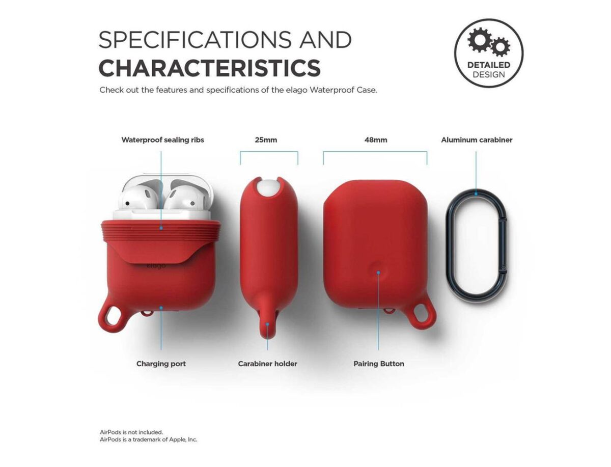 Airpods Waterproof Hang Case - Red-37945