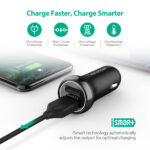 RAVPOWER 12W DUAL PORTS USB CAR CHARGER-BLACK- RP-PC085-22322