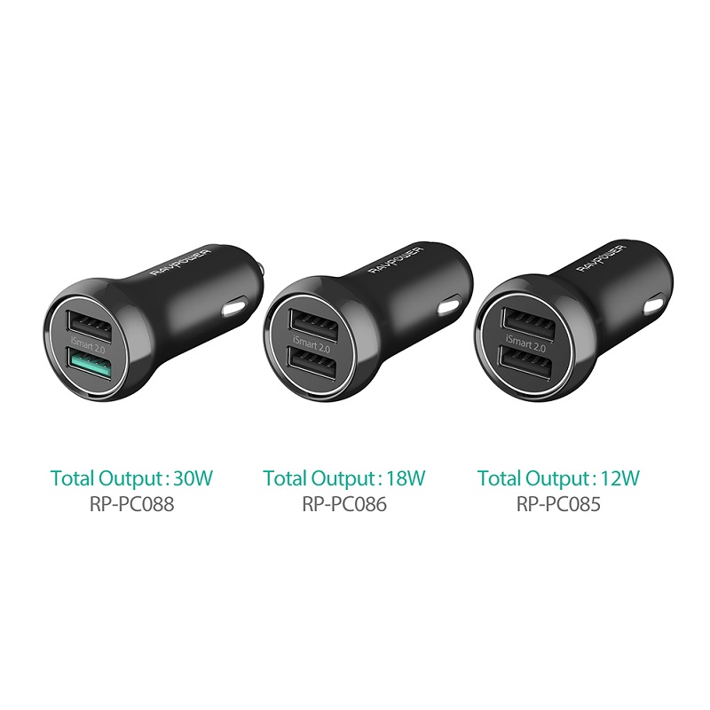 RAVPOWER 12W DUAL PORTS USB CAR CHARGER-BLACK- RP-PC085-22321 RAVPOWER 12W DUAL PORTS USB CAR CHARGER-BLACK- RP-PC085-22321
