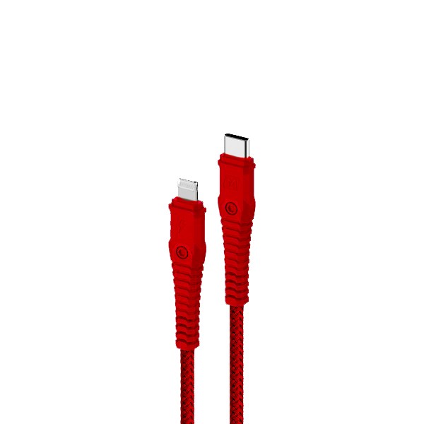 MOMAX TOUGH-LINK LIGHTNING TO TYPE-C 2X STRAIN RELIEF CABLE1.2M-RED-0
