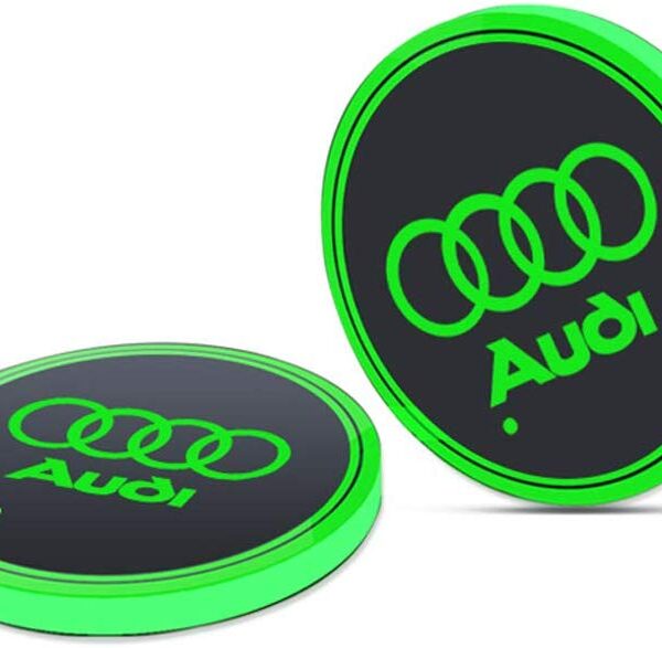 LED CAR LOGO CUP LIGHTS UP HOLDER USB CHARGING 7 COLOURS FOR AUDI-0