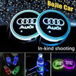 LED CAR LOGO CUP LIGHTS UP HOLDER USB CHARGING 7 COLOURS FOR AUDI-24351