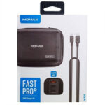 Momax Fast Pro Gan Charger Kit (Carrying Case + 65w 3port Uk Plug + Lightning to Type-c Cable ) - Black-0