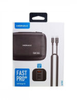 Momax Fast Pro Gan Charger Kit (Carrying Case + 65w 3port Uk Plug + Lightning to Type-c Cable ) - Black-0