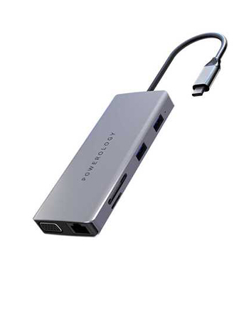 POWEROLOGY 11IN1 USB-C HUB ETHERNET HDMI VGA (60W) - GREY-0