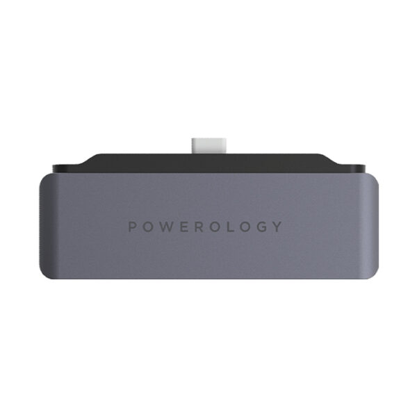 Powerology 4 in 1 USB-C Hub with HDMI USB Aux - Gray-0