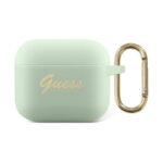 Guess Silicone Printed Script Case with Ring for Airpods 3 - Green-0