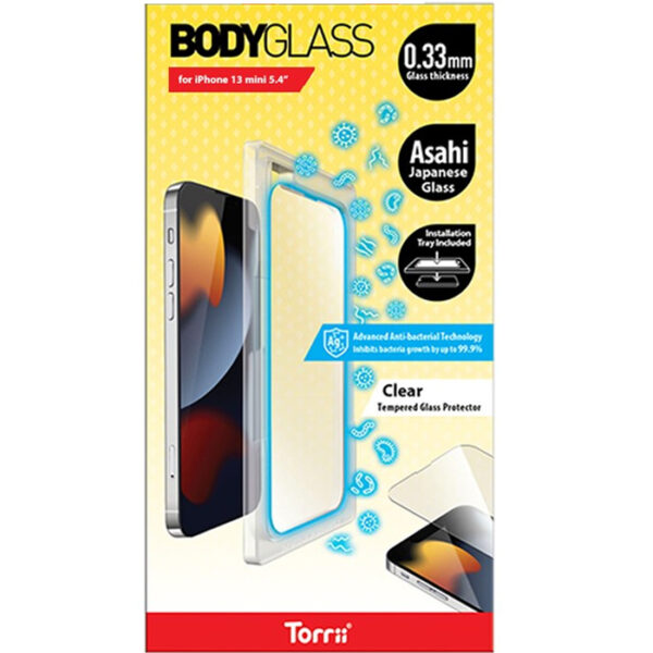 Torrii Bodyglass Screen Protector for iPhone 13 mini (5.4) Anti-bacterial Coating - Clear-0