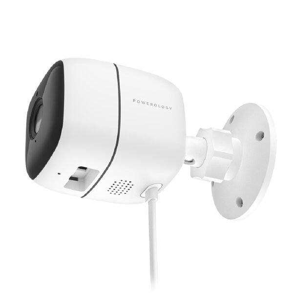 Powerology Wifi Smart Outdoor Camera 110 Wired Angle Lens Camera - White-0