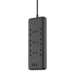Powerology 6 AC 3 USB & USB-C PD 30W Multiport Smart Power Socket 3250W 13A 2M - Black-thumbnail