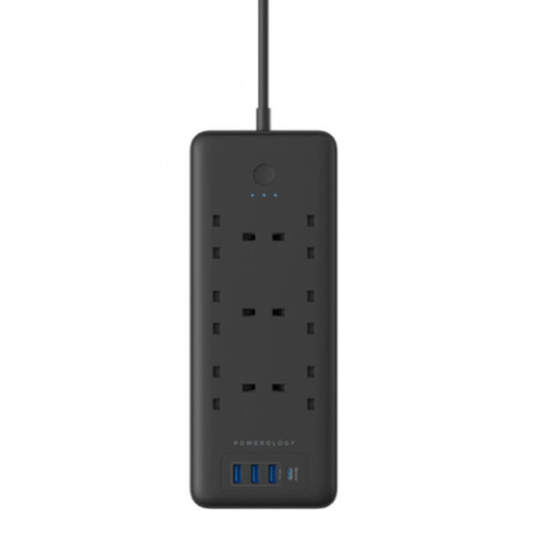 Powerology 6 AC 3 USB & USB-C PD 30W Multiport Smart Power Socket 3250W 13A 2M - Black-0