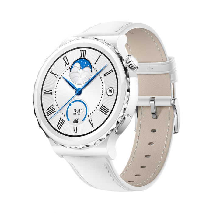 Huawei Watch GT3 Pro (FRIGGA-B19V) Smartwatch - White Leather Strap 43mm -66136 Huawei Watch GT3 Pro (FRIGGA-B19V) Smartwatch - White Leather Strap 43mm -66136