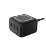 Porodo Desktop Charger with 3-Ports Fast Wireless Charger - Black-69233