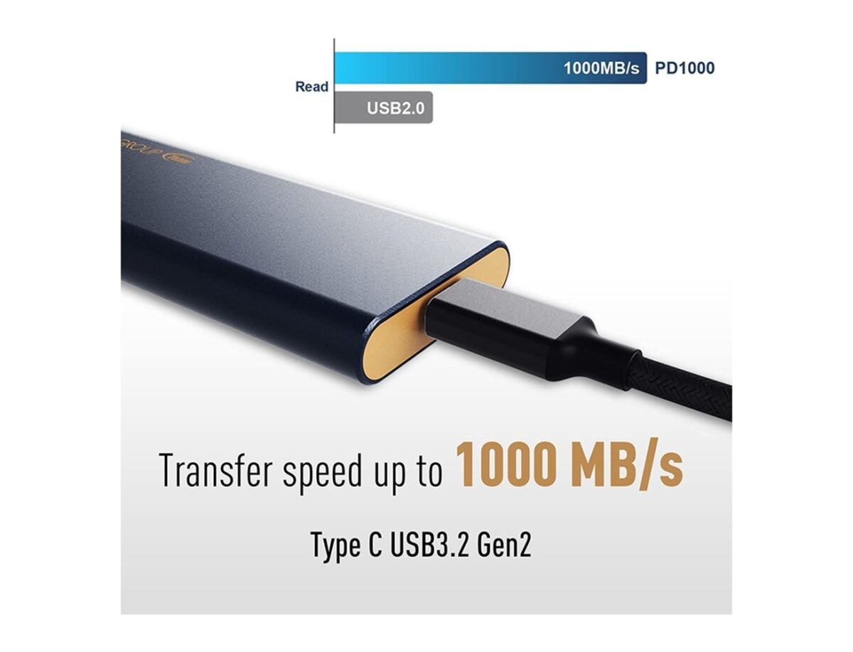 Teamgroup T-Force PD1000 1TB Aluminum SSD, USB-C, USB A 3.2 Gen 2-70157