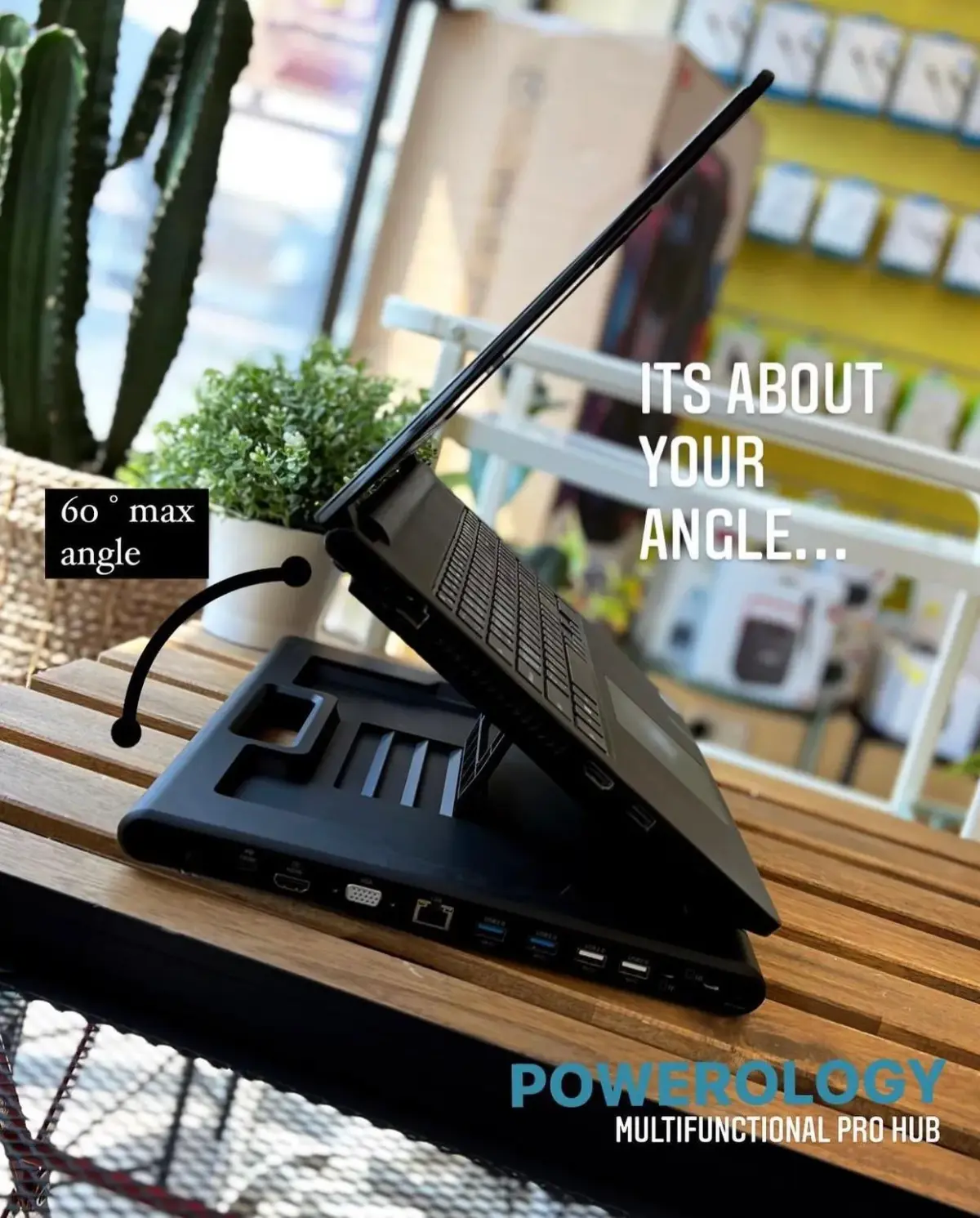 Powerology Multi-Functional Pro Hub & Laptop Stand Black-72904