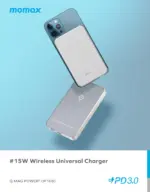 Momax Q.Mag Power 6 Magnetic Wireless Battery Pack 5000mAh - Blue -83267