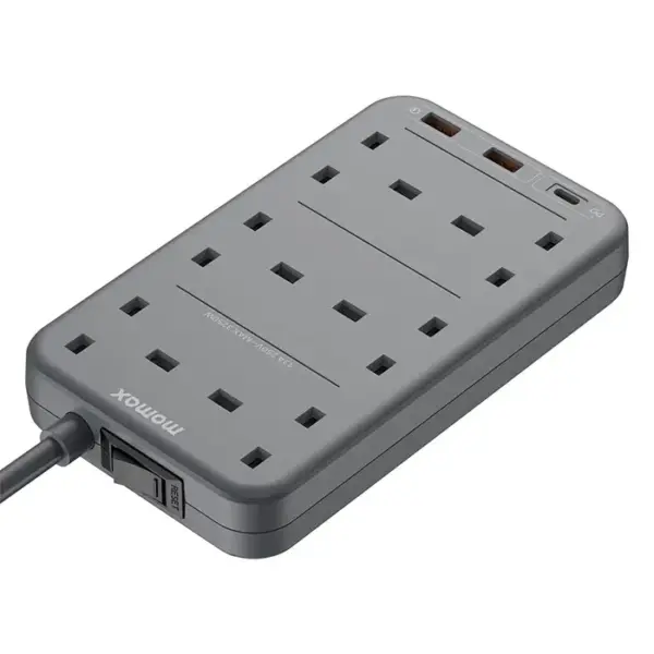 Momax ONEPLUG 6-OutLet Power Strip With USB (US12UK) - Space Grey-0