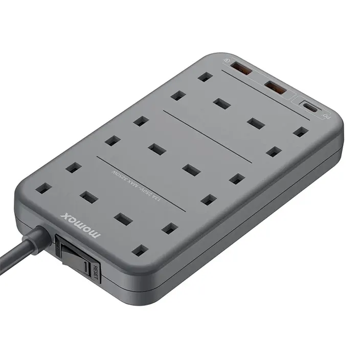 Momax ONEPLUG 6-OutLet Power Strip With USB (US12UK) - Space Grey-0