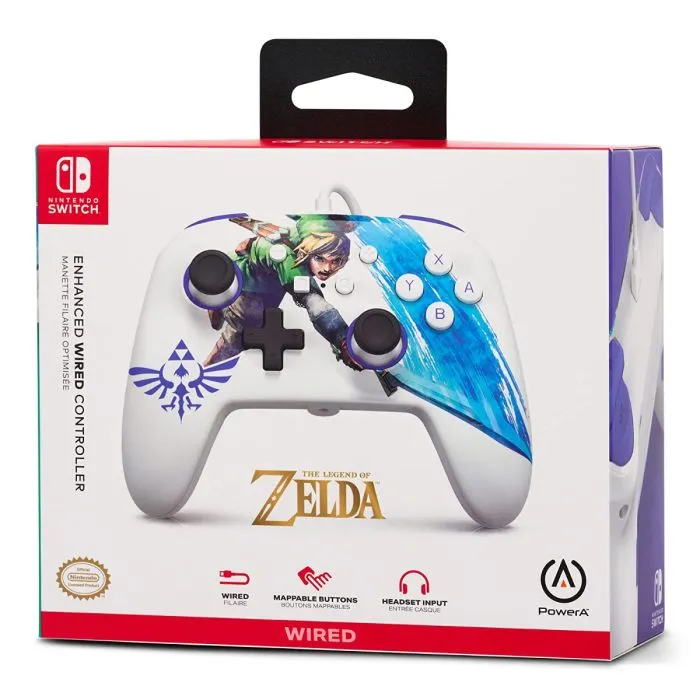 PowerA Nintendo Switch Enhanced Wired Controller - Master Sword Attack Zelda Link-83772 PowerA Nintendo Switch Enhanced Wired Controller - Master Sword Attack Zelda Link-83772