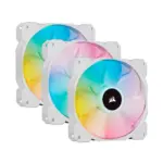Corsair iCUE SP120 RGB ELITE Performance 120mm White PWM Fan - Triple Pack with Lighting Node CORE-0
