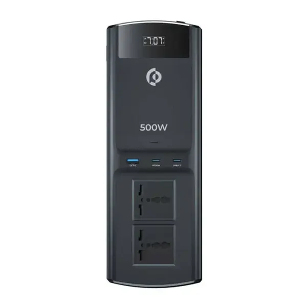 Powerology 500W Universal Multi-Port Car Inverter with Dual USB-C Output - Black-0
