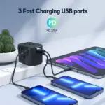 RAVPower 20W Travel Charger with 2 USB Ports and 1 Type-C Port - Black-90226