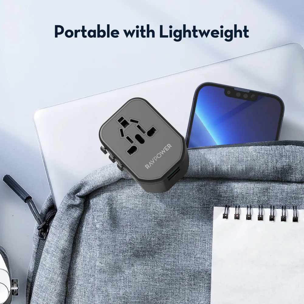 RAVPower 20W Travel Charger with 2 USB Ports and 1 Type-C Port - Black-90224 RAVPower 20W Travel Charger with 2 USB Ports and 1 Type-C Port - Black-90224