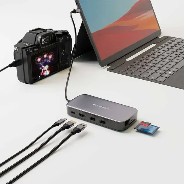 Powerology 256GB USB-C Hub & SSD Drive All-In-One Connectivity Storage - PD 100W  - Grey-90377 Powerology 256GB USB-C Hub & SSD Drive All-In-One Connectivity Storage - PD 100W - Grey-90377