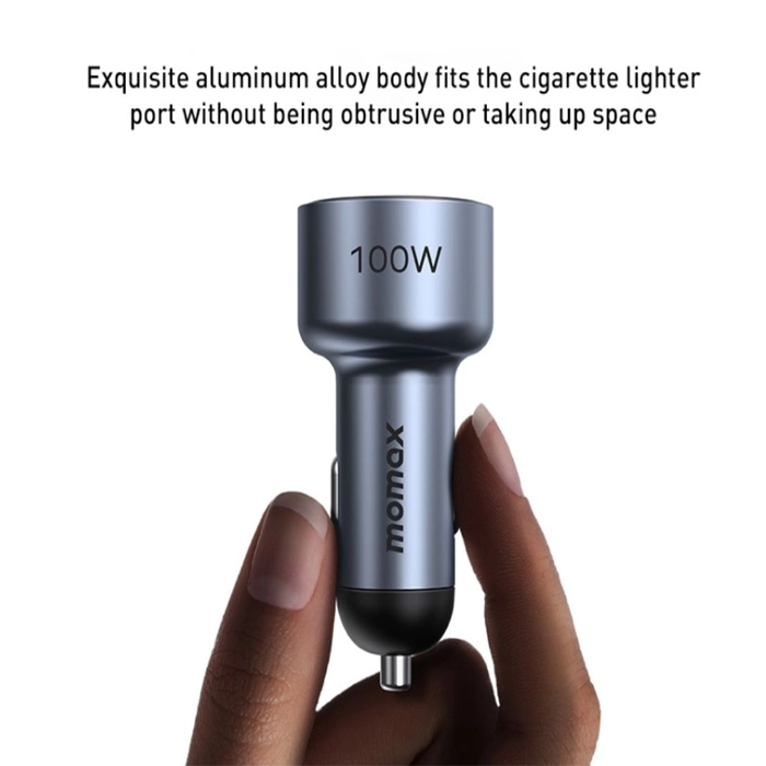 Momax Move 100W Triple-Port Car Charger - Space Grey-92103 Momax Move 100W Triple-Port Car Charger - Space Grey-92103