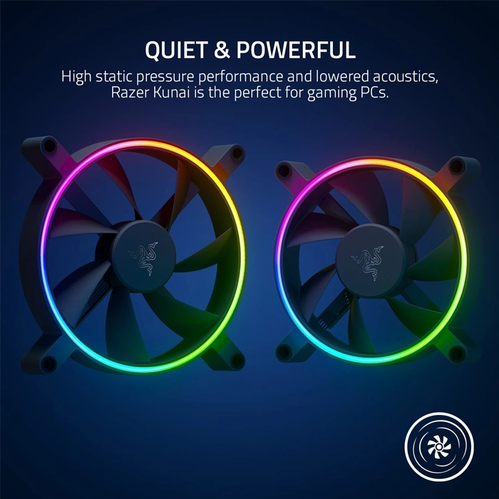 Razer Kunai Chroma 140mm ARGB Hydraulic Case Fan Black - 3 Fan-93559 Razer Kunai Chroma 140mm ARGB Hydraulic Case Fan Black - 3 Fan-93559