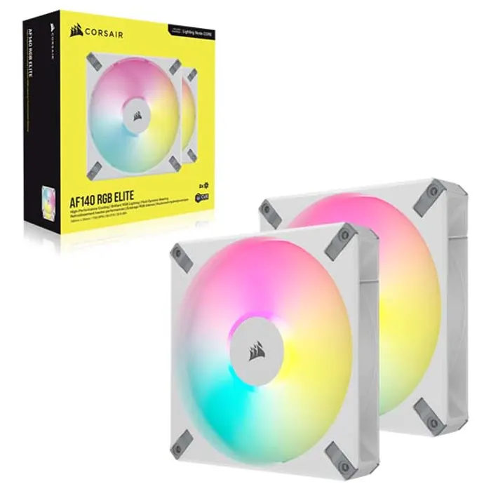 Corsair iCUE AF140 RGB ELITE 140mm PWM Dual Fan Kit - White-93139 Corsair iCUE AF140 RGB ELITE 140mm PWM Dual Fan Kit - White-93139