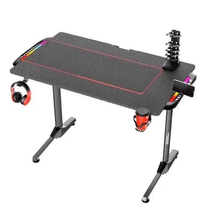 Twisted Minds T Shaped Carbon Fiber Texture RGB Gaming Desk - (Dimension:110 cm x 60 cm x 75 cm)-92132 Twisted Minds T Shaped Carbon Fiber Texture RGB Gaming Desk - (Dimension:110 cm x 60 cm x 75 cm)-92132