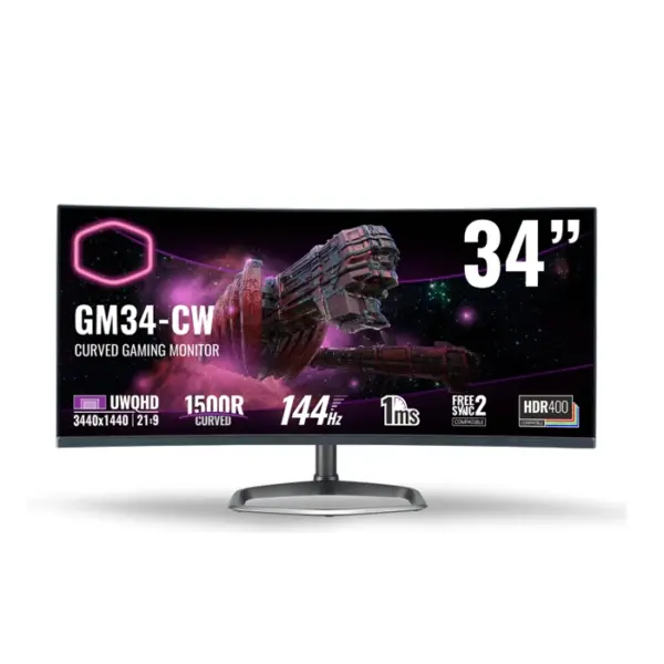 Cooler Master Gm34-cw2 34 Inch Uwqhd 144hz Curved Gaming Monitor-0