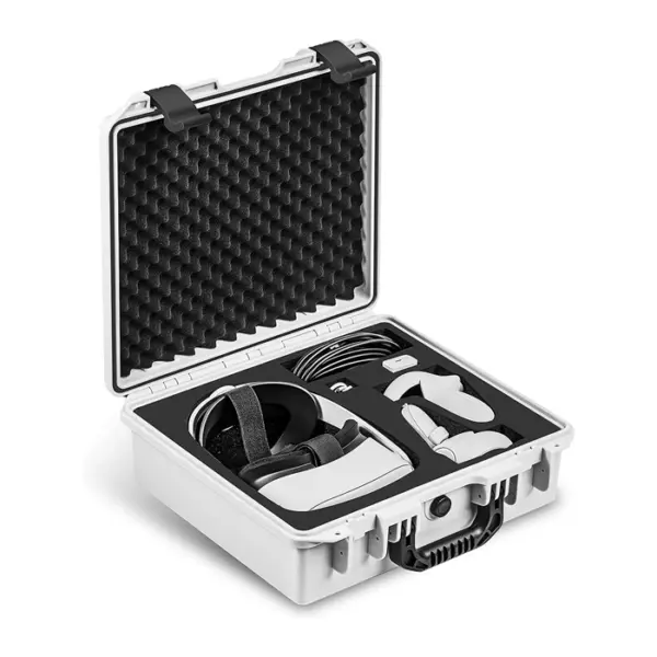 Devaso Hard Carrying Case for Meta Quest 2/Oculus Quest 2 VR Gaming Headset & Elite Strap - White-0