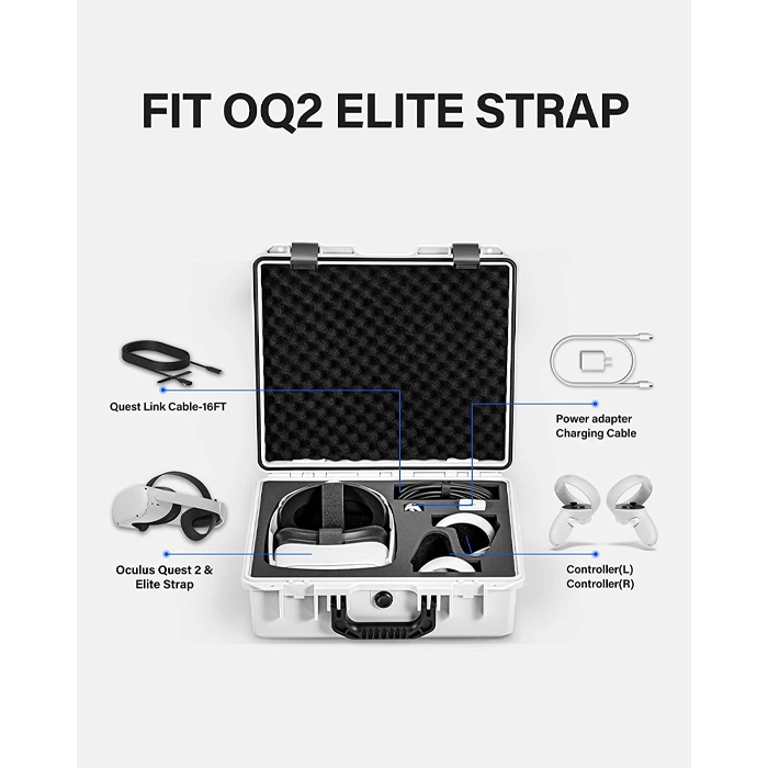 Devaso Hard Carrying Case for Meta Quest 2/Oculus Quest 2 VR Gaming Headset & Elite Strap - White-95194 Devaso Hard Carrying Case for Meta Quest 2/Oculus Quest 2 VR Gaming Headset & Elite Strap - White-95194
