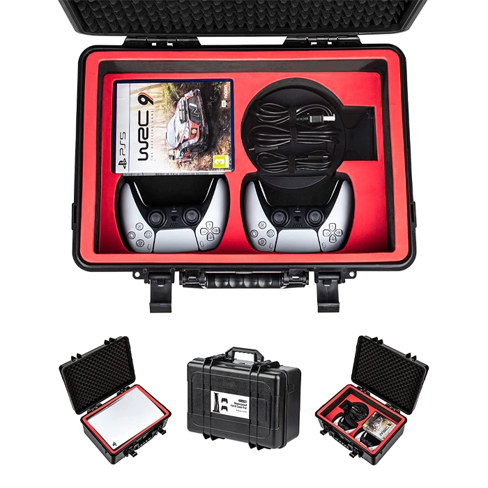 Devaso Hard Shell Travel Waterproof Case for Playstation 5 Console, Controllers, Games and Accessories - Black-0