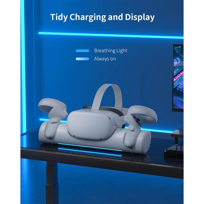 Blupebble Elite Charging Station for Meta Quest 2 - White-98181 Blupebble Elite Charging Station for Meta Quest 2 - White-98181
