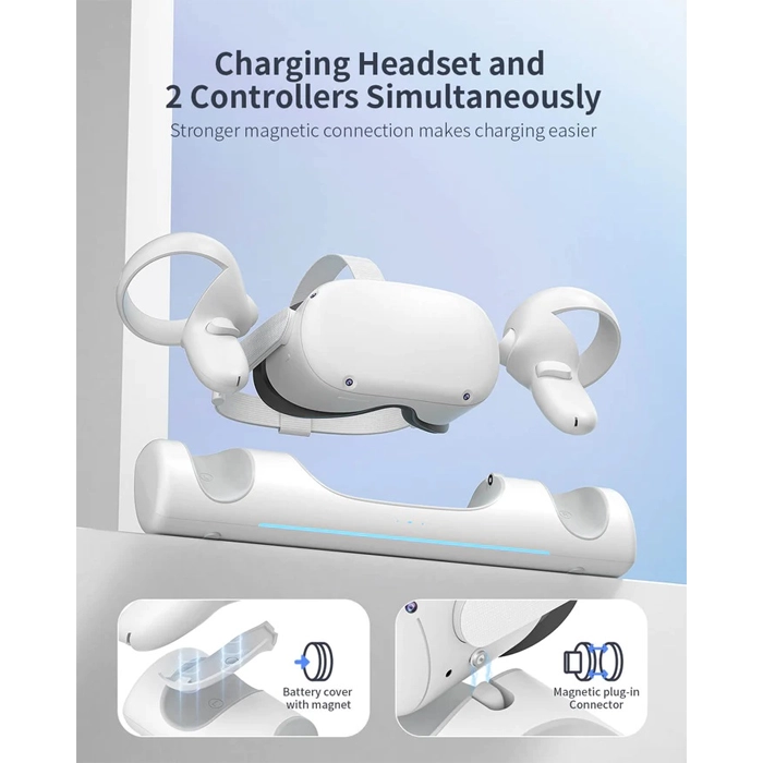 Blupebble Elite Charging Station for Meta Quest 2 - White-98182 Blupebble Elite Charging Station for Meta Quest 2 - White-98182