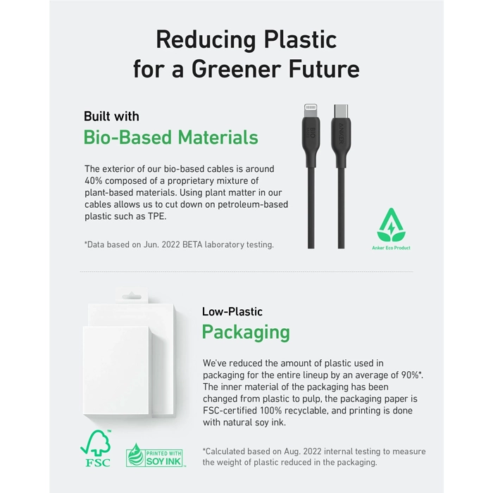 Anker 542 USB-C to Lightning Cable (Bio-Based) (1.8m/6ft) - Blue-98020 Anker 542 USB-C to Lightning Cable (Bio-Based) (1.8m/6ft) - Blue-98020