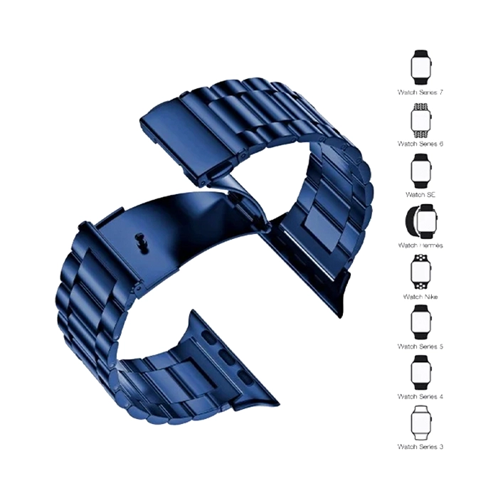 Viva Madrid Dayton Metal Watch Strap Compatible With Apple Watch 42,44,45 mm - Blue-98576 Viva Madrid Dayton Metal Watch Strap Compatible With Apple Watch 42,44,45 mm - Blue-98576