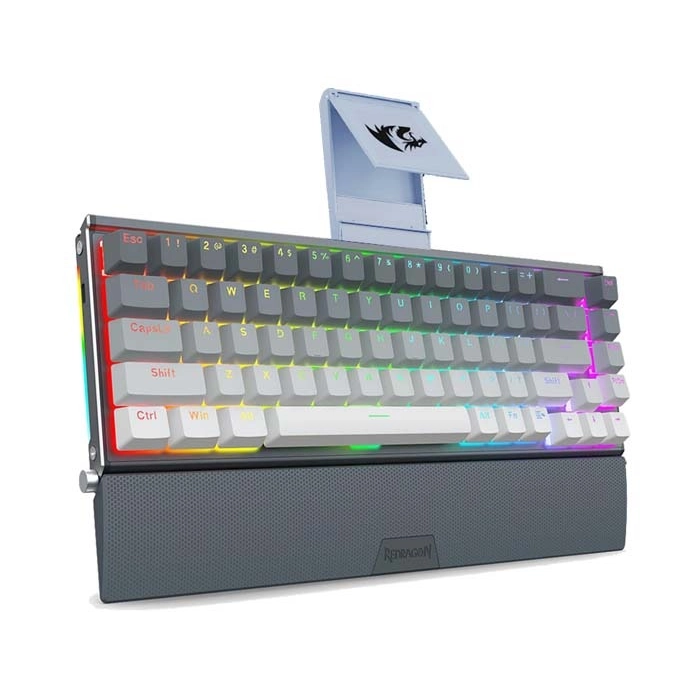 Redragon Shaco K641 Pro Wireless Aluminum Keyboard Red Switch - Grey White (English)-0