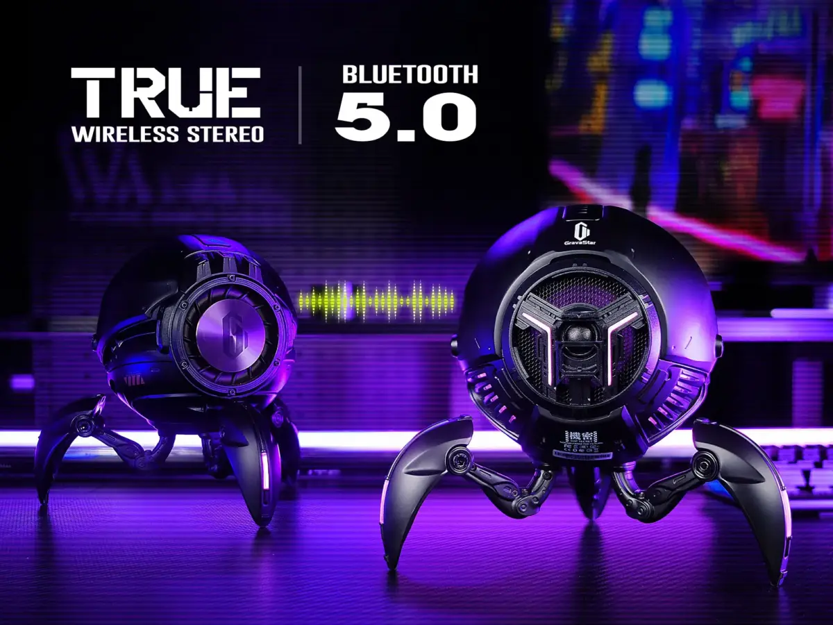 GravaStar Mars Pro Bluetooth 5.0 Speaker with Bass Boost and Stereo Sound ( Normal Version ) - Black-100158