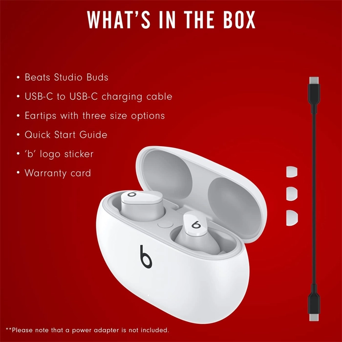Beats Studio Buds True Wireless Noise Cancelling Earbuds - White-100663 Beats Studio Buds True Wireless Noise Cancelling Earbuds - White-100663