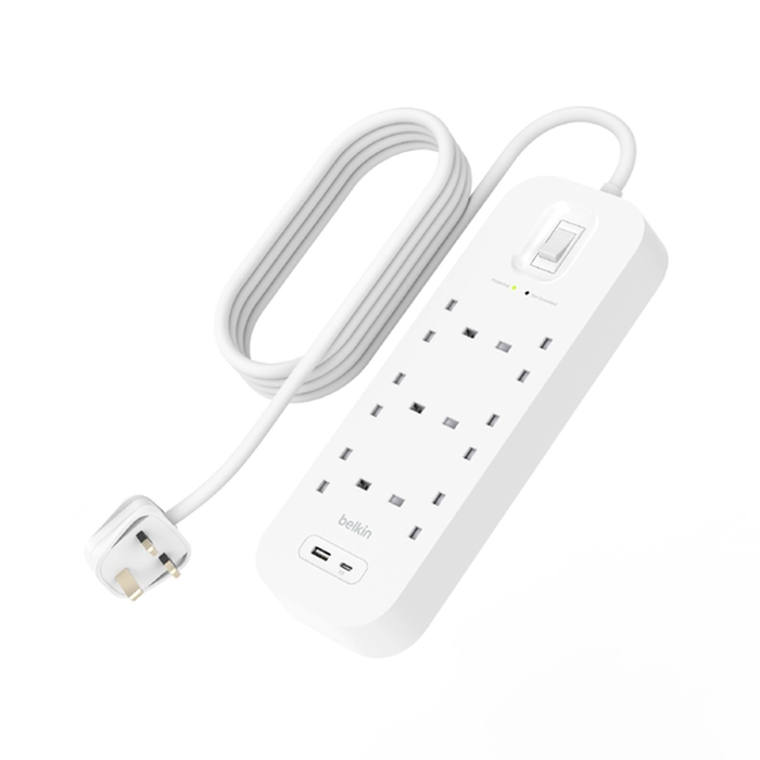 Belkin Connect Surge Protector With Usb-c And Usb-a Ports (6 Outlet With 1 Usb-c & 1 Usb-a)-100736 Belkin Connect Surge Protector With Usb-c And Usb-a Ports (6 Outlet With 1 Usb-c & 1 Usb-a)-100736