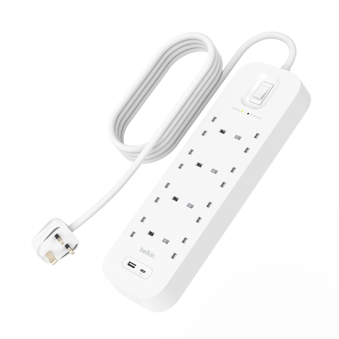Belkin Connect Surge Protector With Usb-c And Usb-a Ports (8 Outlet With 1 Usb-c & 1 Usb-a)-100744 Belkin Connect Surge Protector With Usb-c And Usb-a Ports (8 Outlet With 1 Usb-c & 1 Usb-a)-100744