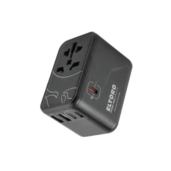 Eltoro 65W Travel Bull Adapter PD GaN Tech USB-A 2 Ports/USB-C 3 Ports - Black-0