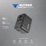 Eltoro 65W Travel Bull Adapter PD GaN Tech USB-A 2 Ports/USB-C 3 Ports - Black-100842