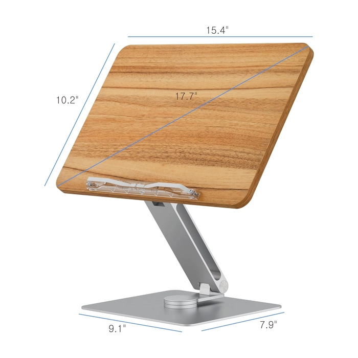 Rotatable 360° Adjustable Book Tablet & Laptop Stand Holder - Wood Brown Aluminum Body-104196 Rotatable 360° Adjustable Book Tablet & Laptop Stand Holder - Wood Brown Aluminum Body-104196
