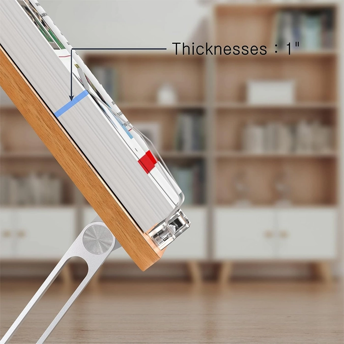 Rotatable 360° Adjustable Book Tablet & Laptop Stand Holder - Wood Brown Aluminum Body-104199 Rotatable 360° Adjustable Book Tablet & Laptop Stand Holder - Wood Brown Aluminum Body-104199