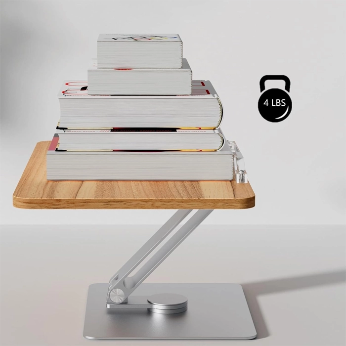 Rotatable 360° Adjustable Book Tablet & Laptop Stand Holder - Wood Brown Aluminum Body-104200 Rotatable 360° Adjustable Book Tablet & Laptop Stand Holder - Wood Brown Aluminum Body-104200